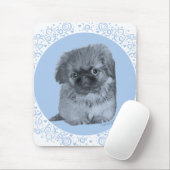 Pekingese Welpe Blau Mousepad (Mit Mouse)