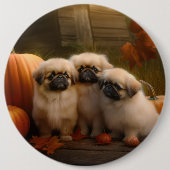 Pekingese Welpe Herbst Delight Pumpen Button (Vorderseite)