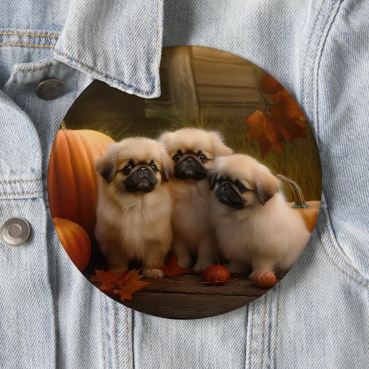 Pekingese Welpe Herbst Delight Pumpen Button (Beispiel)