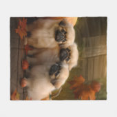 Pekingese Welpe Herbst Delight Pumpen Fleecedecke (Vorderseite (Horizontal))
