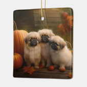 Pekingese Welpe Herbst Delight Pumpen Keramikornament (Links)