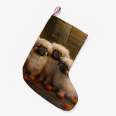 Pekingese Welpe Herbst Delight Pumpen Kleiner Weihnachtsstrumpf (Vorderansicht (hängend))