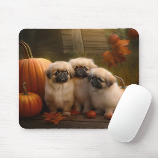 Pekingese Welpe Herbst Delight Pumpen Mousepad (Mit Mouse)
