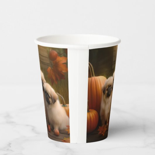 Pekingese Welpe Herbst Delight Pumpen Pappbecher (Rechts)