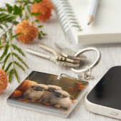 Pekingese Welpe Herbst Delight Pumpen Schlüsselanhänger (Vorderseite rechts)