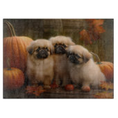 Pekingese Welpe Herbst Delight Pumpen Schneidebrett (Vorderseite)