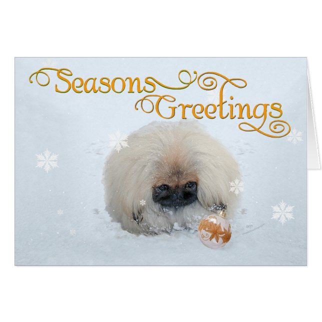 Pekingese Welppy First Christmas (Vorderseite (Horizontal))