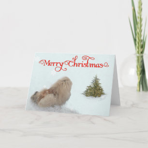 Pekingese Welppy First Christmas Feiertagskarte