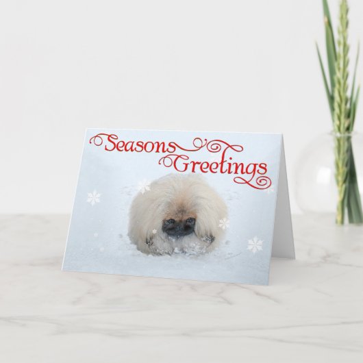 Pekingese Welppy First Christmas Feiertagskarte (Vorderseite)