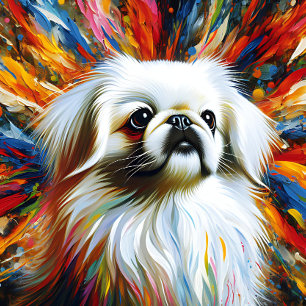 Pekingese White Acrylic Print Farblich Lebhaft Puzzle