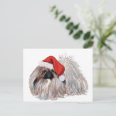 Pekingese zu Christmastime Feiertagspostkarte (Stehend Vorderseite)
