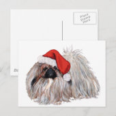 Pekingese zu Christmastime Feiertagspostkarte (Vorne/Hinten)