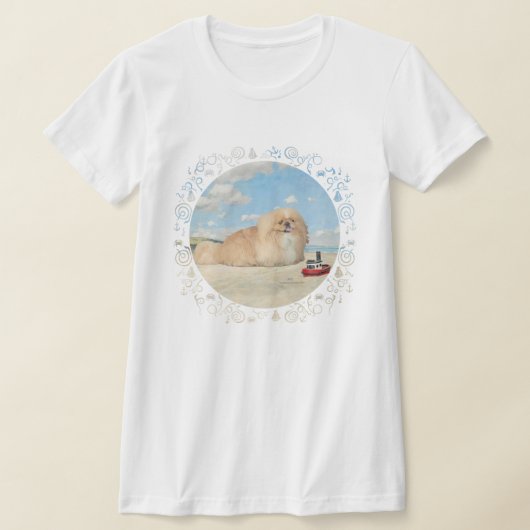 Pekingeser Hund am Meer T-Shirt (Ablage )