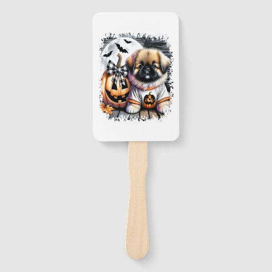 Pekingeser-Hund Halloween-Quadrat Fächer (Vorderseite)