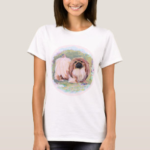 Pekingeser Hund hübsch in Rosa T-Shirt
