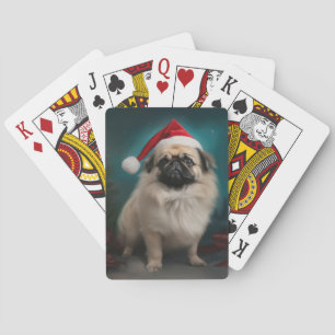 Pekingeser Hund im Schnee Weihnachten Spielkarten