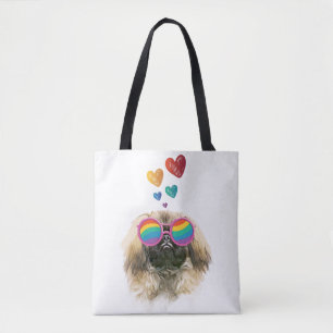 Pekingeser Hund mit Herzen Valentinstag Tasche