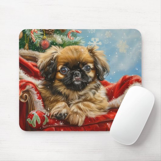 Pekingeser Hund Weihnachtsfestlich Mousepad (Mit Mouse)