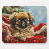 Pekingeser Hund Weihnachtsfestlich Mousepad (Vorne)