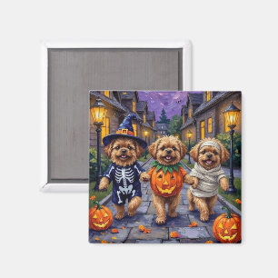 Pekingeser Hunde beim Trick-or-Treat Halloween-Kos Magnet
