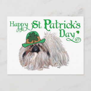 Pekingeser Hunde feiern St. Patrick's Day Postkarte