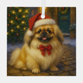 Pekingeser Urlaub Ornament Aus Glas (Rückseite)