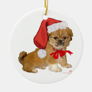 Pekingeser Welpe Weihnachten Keramik Ornament