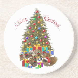 Pekingesgruppe Weihnachten Getränkeuntersetzer