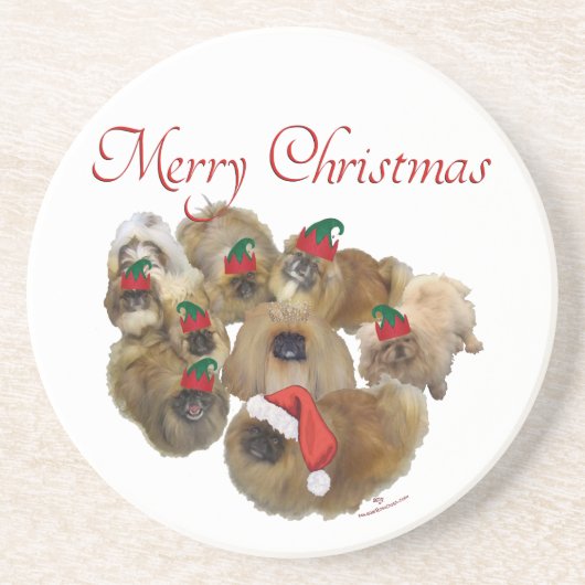 Pekingesgruppe Weihnachten Getränkeuntersetzer (Vorne)