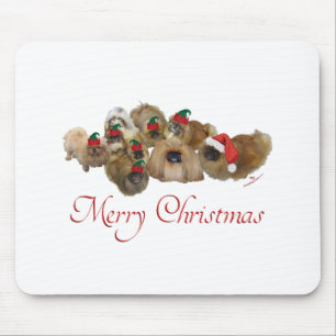 Pekingesgruppe Weihnachten Mousepad