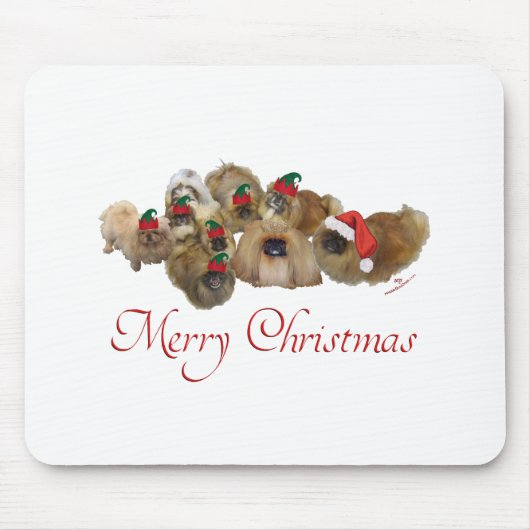 Pekingesgruppe Weihnachten Mousepad (Vorne)