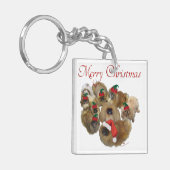 Pekingesgruppe Weihnachten Schlüsselanhänger (Vorderseite links)