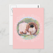 Pekingisch, rosa Hübsch Postkarte (Vorne/Hinten)