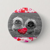 Pekingische Welpen wünschen Happy Valentine's Day Button (Vorderseite)