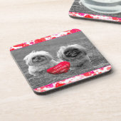 Pekingische Welpen wünschen Happy Valentine's Day Untersetzer (Linke Seite)