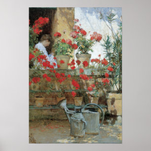 Pelargonien durch Childe Hassam, Vintager Poster