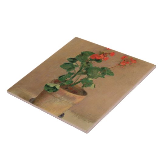 Pelargonien in einem Topf, c.1905 (Öl auf Fliese (Seite)