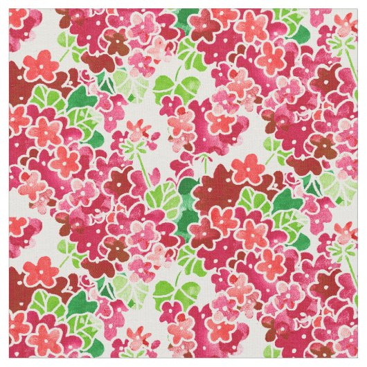 Pelargonien rosa und rotes Blumenmuster Stoff (Nahaufnahme)