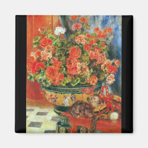 Pelargonien und Katzen durch Pierre Renoir Magnet