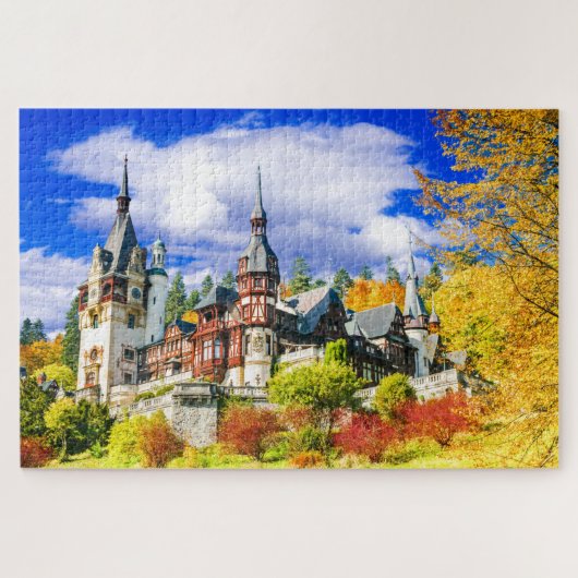 Peles Castle, Romania famous autumn landscape Puzzle (Horizontal)