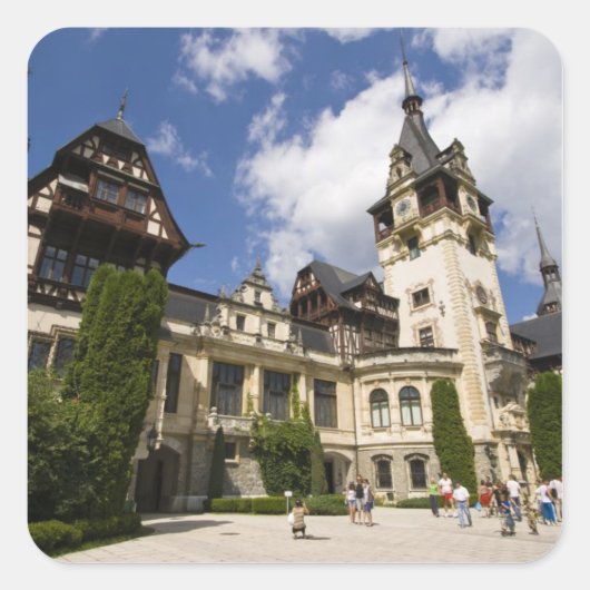 Peles Castle, Sinaia, Rumänien, 2 Quadratischer Aufkleber (Vorderseite)