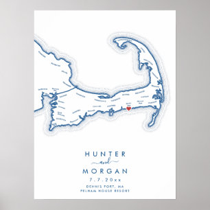 Pelham House Resort Hochzeit Navy Gästebuch Poster