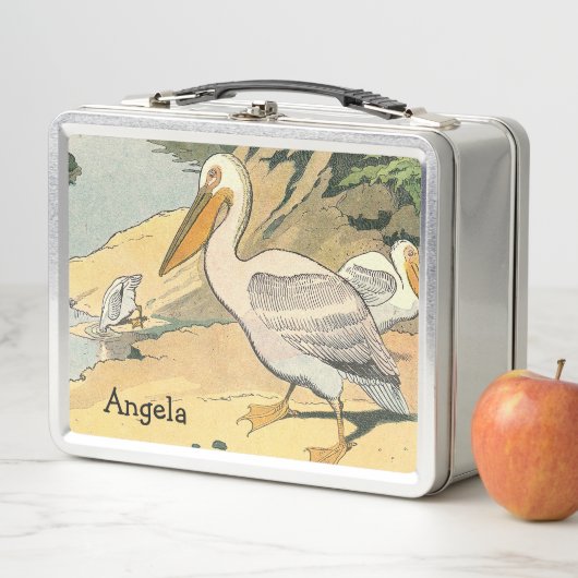 Pelican am Strand Personalisiert Metall Brotdose (Beispiel)