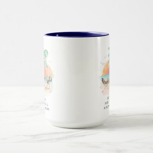 Pelican and Palm Tree Funny Coastal Weihnachten Tasse (Zentrum)