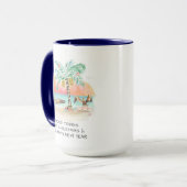 Pelican and Palm Tree Funny Coastal Weihnachten Tasse (Vorderseite Links)