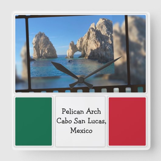 Pelican Arch, Cabo San Lucas Quadratische Wanduhr (Vorderseite)