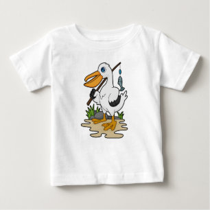 Pelican as Fisher mit Angelstab & Fisch Baby T-shirt