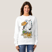 Pelican as Fisher mit Angelstab & Fisch Sweatshirt (Vorne ganz)