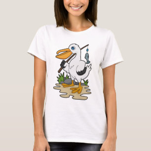 Pelican as Fisher mit Angelstab & Fisch T-Shirt