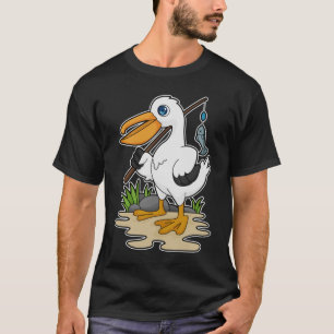 Pelican as Fisher mit Angelstab & Fisch T-Shirt